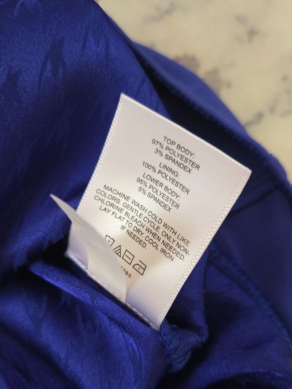 Express Blue Jacquard Tie Front Long Sleeve Body Suit - Picture 5 of 6
